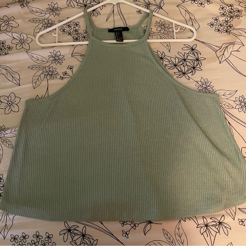 Forever 21 Light Green Ribbed Tank Top